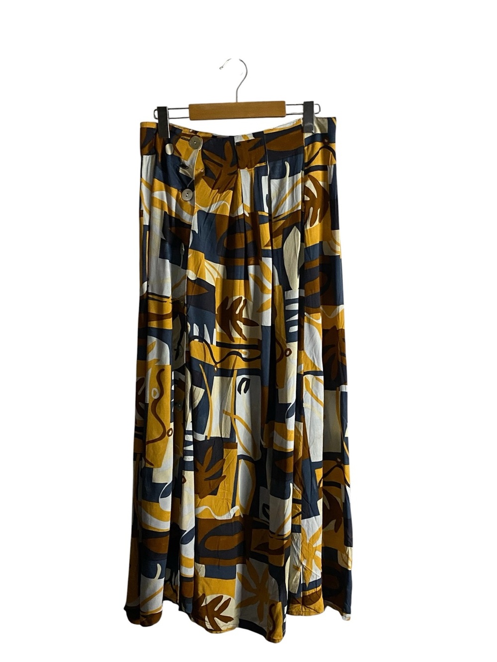 Vintage 70's Inspired Joseph Janard Multi Abstract Fall Print Maxi Skirt